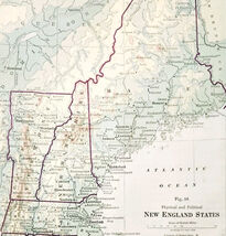 1916 Map New England States Physical Political Maine NH Mass CT RI Vermo... - $553.22 MXN