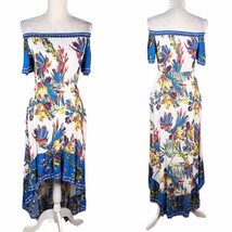 Flying Tomato Dress XS Off Shoulder Hi-Lo Blue White Floral - £22.82 GBP