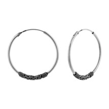 925 Sterling Silver 30 mm Bali Hoop Earrings - £17.03 GBP
