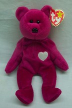 Ty Beanie Baby Valentina The Magenta Teddy Bear 8&quot; Stuffed Animal Toy - £11.90 GBP