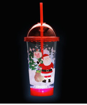 Christmas Santa Light Up Reusable Cup with Lid and Straw-18oz - £9.78 GBP