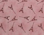Eiffel Tower Allover Paris France Pink Ooh La La Cotton Fabric Print BTY... - $9.92