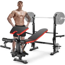 600Lbs 5-In-1 Adjustable Olympic Weight Bench Set Full Body Workout Heav... - £200.83 GBP