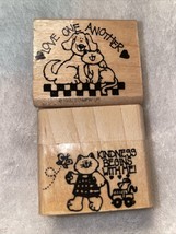 Wood Rubber Stamp Cat /Dog “love one another “ Stamp-in&#39; up Kindness Begins With - £4.40 GBP