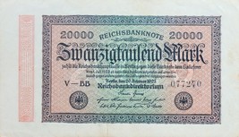GERMANY 20 000 MARK REICHSBANKNOTE 1923 VERY RARE NO RESERVE - $9.46