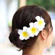 Zoestar Hawaii Plumeria Flower Hair Clips 3Pcs Beach Flower Foam Hair Ac... - £10.70 GBP