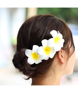 Zoestar Hawaii Plumeria Flower Hair Clips 3Pcs Beach Flower Foam Hair Ac... - £10.84 GBP
