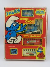Vintage 1981 Smurf Choo Choo Train Set w/Headlight and Box SEE DETAILS - £19.43 GBP