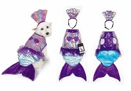 Iridescent Mermaid Dog Costume Mythical Blue Purple Shimmery Shell Top Small - £12.47 GBP