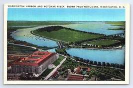 Postcard Washington Harbor Potomac River South from Monument Aerial View DC - $3.75