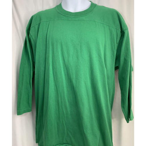 Primary image for Eagle USA Heavyweight Cotton Sz L Green 3/4 Sleeve Single Stitch Shirt Vintage