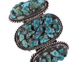 6.5&quot; Vintage Navajo Sterling and turquoise cuff bracelet - £321.78 GBP