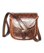 Handmade Leather Bag In Brown Floral Tooled Bag bag Crossbody Bag fo girls - £233.53 GBP