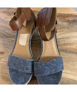 Madeline ladies Denim Espadrille Wedge Sandals with Ankle Strap - $61.35 CAD