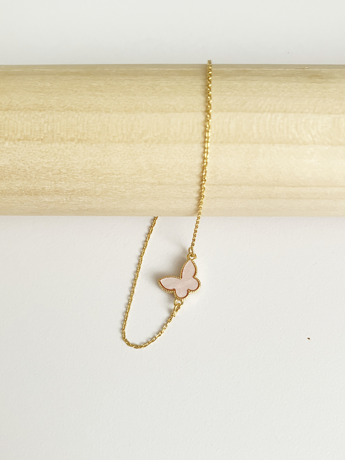 Pink Mother of Pearl Mini Butterfly Adjustable Bracelet