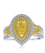 GIA 1.55 Ct Pear Shape Fancy Yellow Diamond Engagement Halo Ring 18k Whi... - €5.009,59 EUR