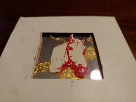 Vtg Horse 70s 80s 2&quot;x2&quot; Carnival Mirror Prize hand cut glass Tile Tack g... - £20.83 GBP