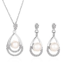 Hot Sale Women Wedding Fashion Gold Color Jewelry Sets Crystal Waterdrop Earring - £8.48 GBP