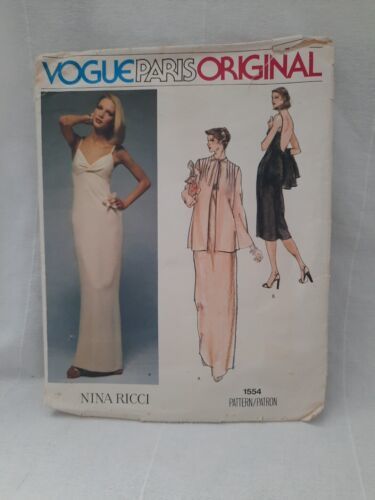 VTG Vogue Paris Original 1554 ~ Nina Ricci  Misses'  Slip Dress & Jacket Size 16 - $24.70