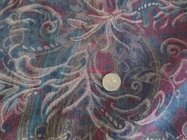 4105.  Maroon Green Off-White ABSTRACT SWIRL Upholstery FABRIC--54&quot; x 2-1/8 yds. - £12.56 GBP