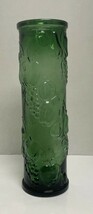 Vtg Empoli Italian Vintage Green Glass Vase- 12” Harvest Fruit Pattern E... - $24.90
