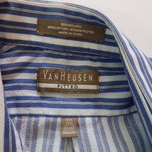 Van Heusen Fitted Men's White & Blue Stripes Cotton Blend Button Up Shirt Size M image 3
