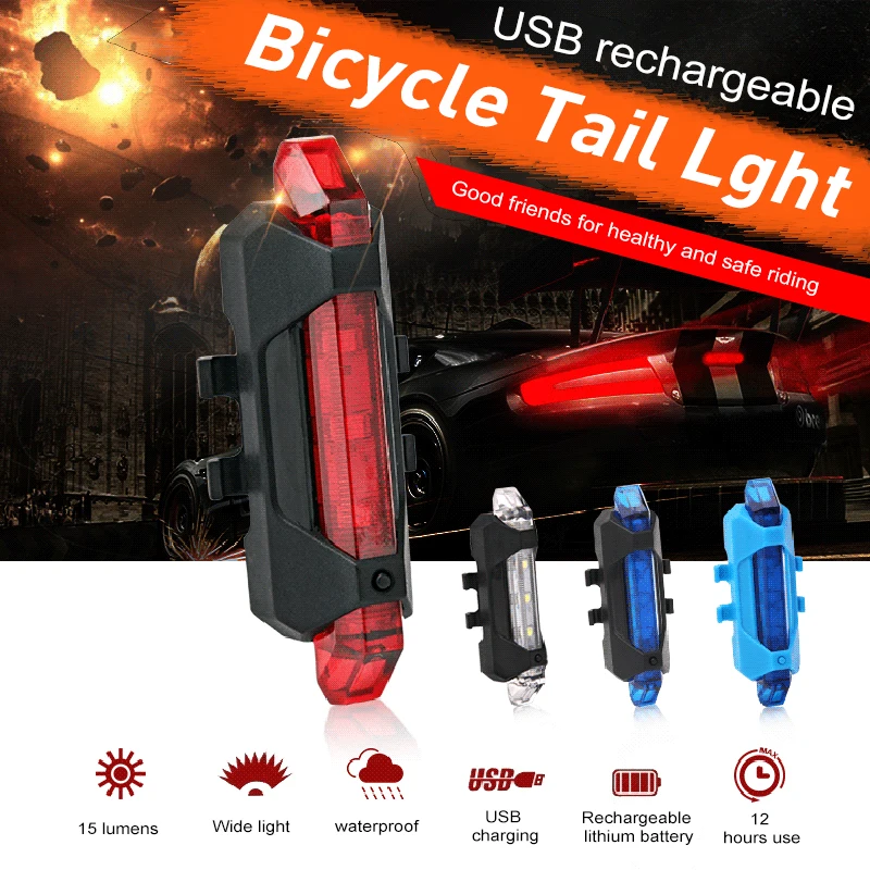 AUBTEC Bicycle Rear LED Light Cycling Tail Light USB Taillights Rechargeable MTB - £82.43 GBP