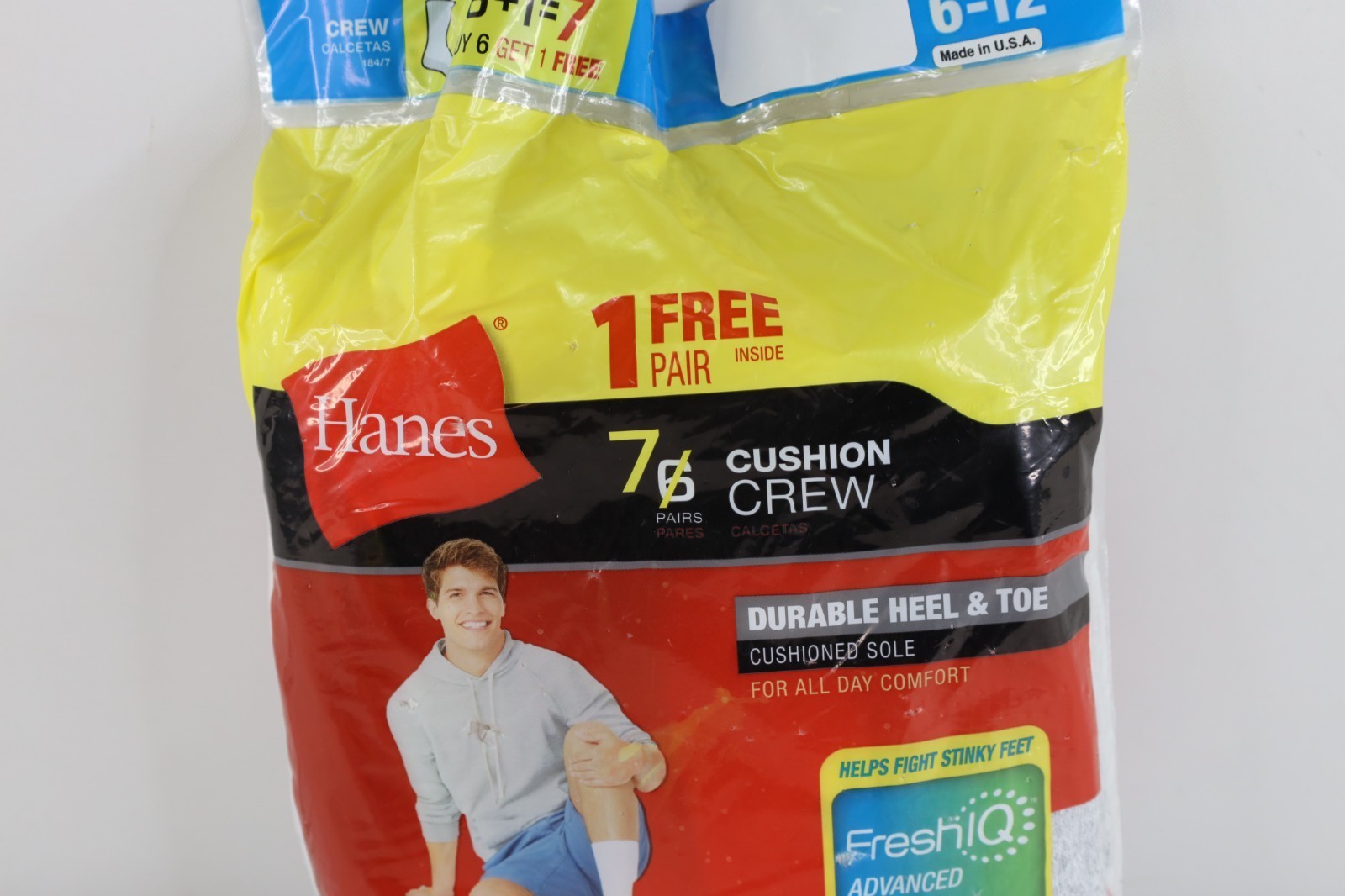 Deadstock Vintage Y2K Hanes Adult Shoe 6-12 Pack of 6 Crew Socks White Item image 3