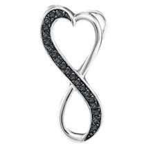 10k White Gold Black Color Enhanced Diamond Vertical Infinity Heart Pendant - £94.90 GBP