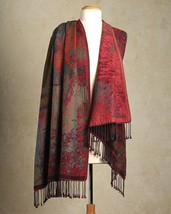 Smithsonian Romantic Gardens Shawl Cotton &amp; Wool 71&quot; Long - £55.81 GBP