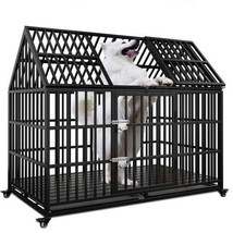 54&quot; Heavy Duty Dog Crate, Large Metal Kennel with 2 Doors &amp; 4 Lockable Wheels - $314.74