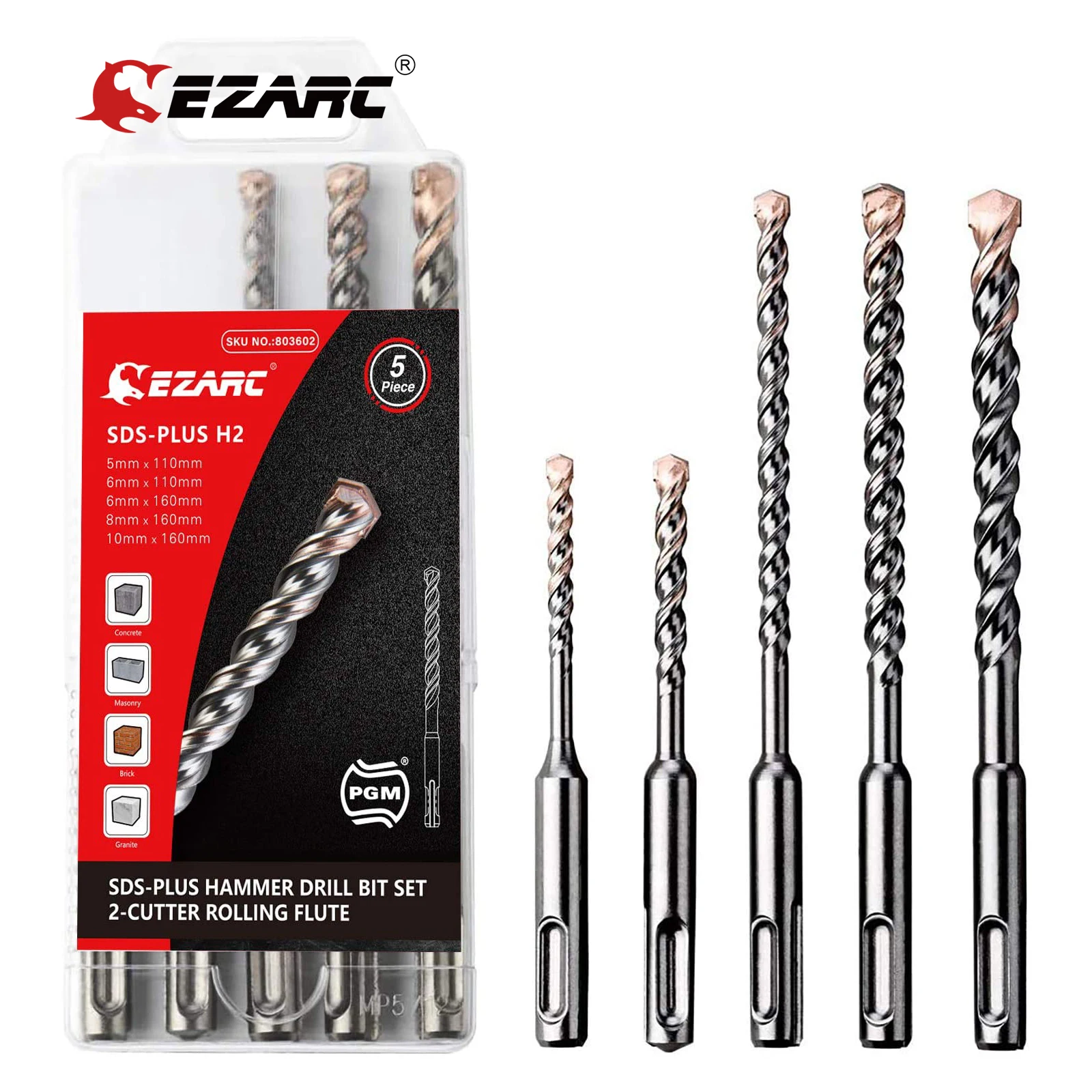 EZARC 5PC 2/4-Cutter Carbide Tips SDS-Plus Rotary Hammer Drill Bit Set f... - $4,123.02 MXN