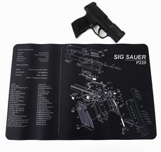 Gun Cleaning Mat for Sig Sauer P220 Breakdown Schematics Parts Diagram - £12.57 GBP