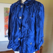 New Women&#39;s Ruby Road Jacket  Blue Shimmer Shiny New Tags $72  sz 10 - $29.69