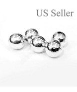 1pc 14k solid white  gold 6 mm round polish loose  bead  6MM - £11.66 GBP