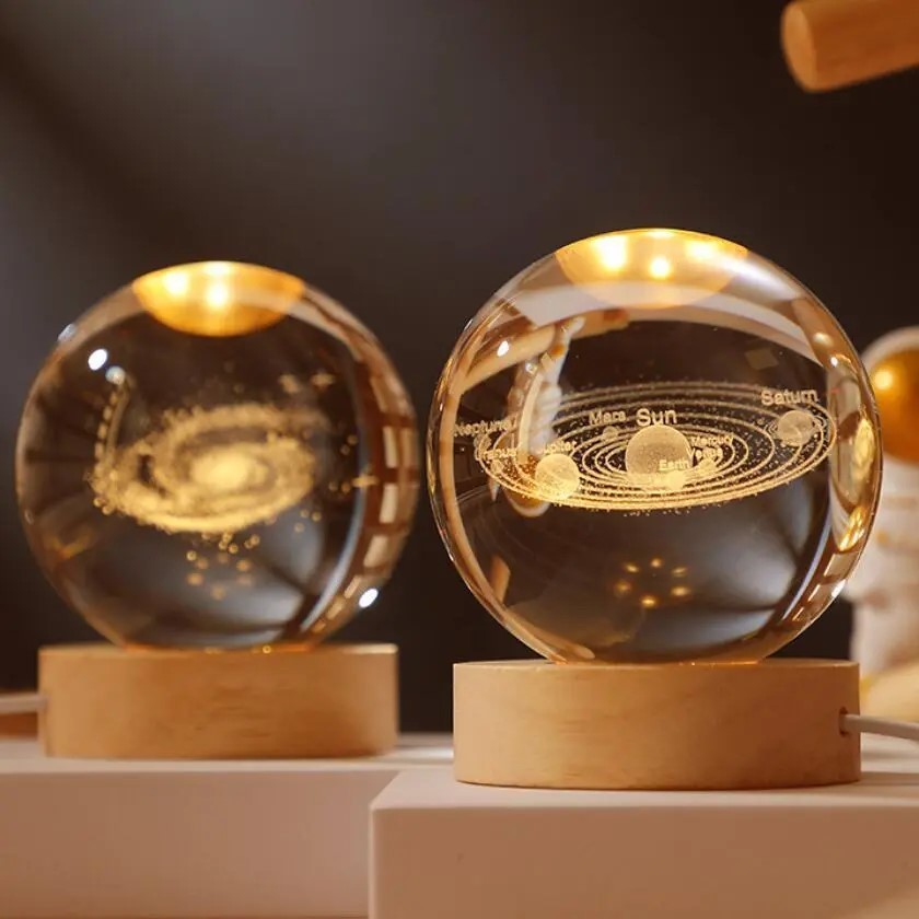 6cm 3D Crystal ball Crystal Planet Night Light - $3.78