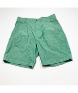 Nautica Mens Chino Green 33 Pleated Stretch Shorts High Rise Cotton - $151.85 MXN