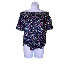 J Crew Off Shoulder Top in Ratti Happy Cat Print Size 2 Blouse Blue Styl... - $17.99