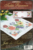 Dimensions Stamped Cross Stitch Table Runner Flowers & Berries 73216 Poly Cotton - $14.00