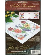 Dimensions Stamped Cross Stitch Table Runner Flowers & Berries 73216 Poly Cotton - $14.00