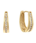 Elegant Goldtone Finish Cubic Zirconia Hoop Earrings - £17.25 GBP