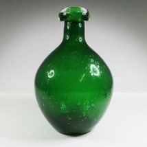 Antique 1860-1870 Free Blown Blob Top Green Glass Bottle Air Bubbles Dem... - $497.30