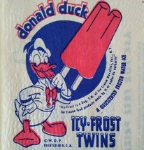 Donald Duck Icy Frost Twins Ice Cream Wrapper Original Vintage 1940&#39;s Wa... - £24.60 GBP