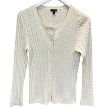 Talbots Petite Cardigan Sweater Cream Size PL Cable Knit Button Front Co... - £18.60 GBP