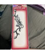 Iron-On Art Appliques Black &amp; Silver Flowers 1 piece AP26868-123 - $55.38 MXN