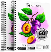 Artisto Premium Mixed Media Sketchbooks: Pack Of 2 (120 Sheets), 9X12 Inches, - £24.66 GBP