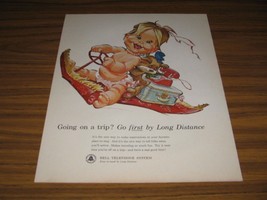 1963 Print Ad Bell Telephone System Baby on Flying Carpet Long Distance - $14.10