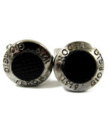 Giorgio Fedon 1919 Silver and Black Round Button Cufflinks Italy - $1,862.86 MXN