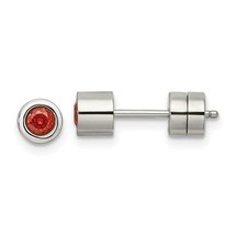 Chisel   Red CZ July Birthstone Post Earrings Stainless Steel Polished - £28.16 GBP