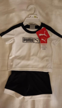 Puma Infant 0-3 months Boys 2 Piece White Shirt & Black Shorts 100% Polyester - $11.99